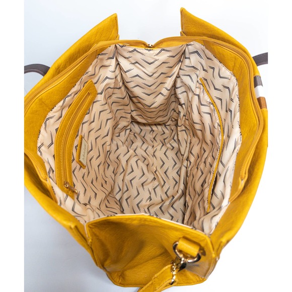 Moda Luxe Stylish, Spacious Tote Bag - Mustard/Yellow - Picture 6 of 9